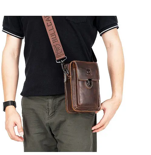 Чоловіча шкіряна сумка на пояс BULL 20х13,5х5 см sum0026655 - фото 8