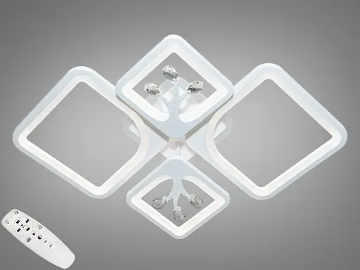 Дизайнерська LED люстра з димером і підсвічуванням, 100Вт, біла люстра - фото 1