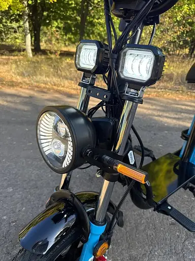 Электровелосипед Minako Monster NEW (1000W, 60V, 26Ah) Гидравлический тормоз +Раскладной Багажник/сиденья Черно-Синий - фото 8