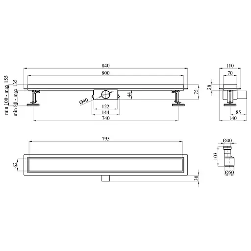 Линейный трап Kroner KRP Eifel F80 Fliese с сухим затвором (CV034174) - фото 4
