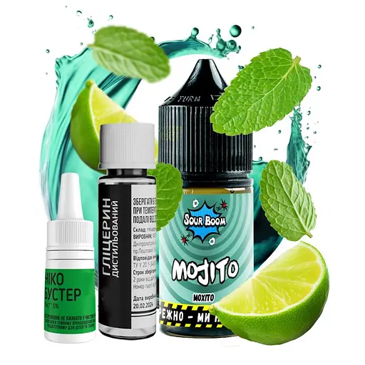 Набор компонентов для самозамеса солевой заправки Sour Boom 30 мл Mojito Мохито, 0-50 мг (17307)
