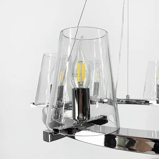 Підвісна срібна кільцева люстра PAUILLAC 60 см 6 плафонів Line.F MJ 106-600 - фото 2