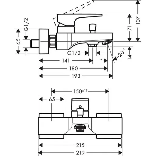 Смеситель для ванны Hansgrohe Metropol 32540000 - фото 2
