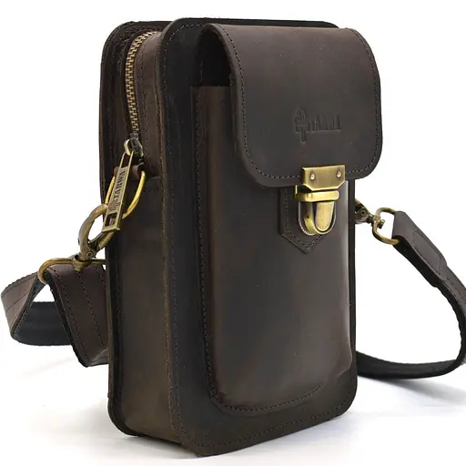 Чоловіча шкіряна сумка на пояс TARWA 20х13.5х5 см sum0025939 - фото 3