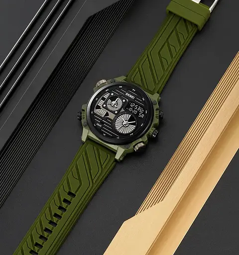 Годинник чоловічий наручний спортивний Skmei 2202 (Зелений силіконовий ремінець) - фото 3