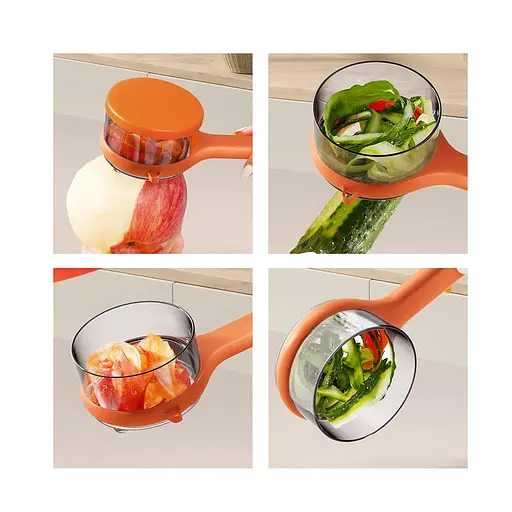 Багатофункціональна овочечистка пілер з відсіком для зберігання, Kitchen Master Помаранчевий 85518 - фото 3