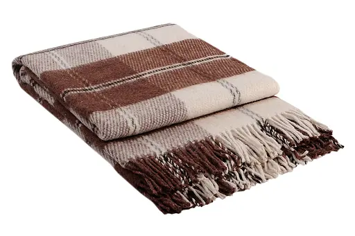 Плед вовняний Vladi Ельф 140х200 біло-терракот-коричневий 3 (1045) - фото 1