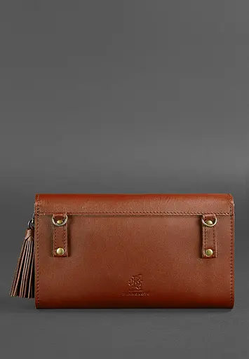 Женская кожаная сумка Элис светло-коричневая краст - фото 5