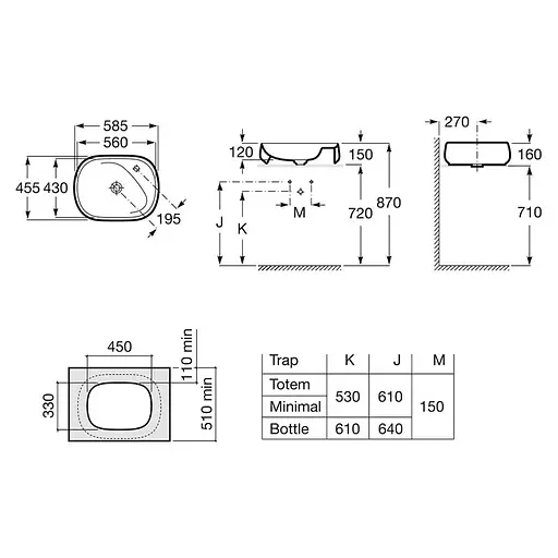 Умивальник Roca Beyond 59x45 A3270B8000, Білий - фото 2
