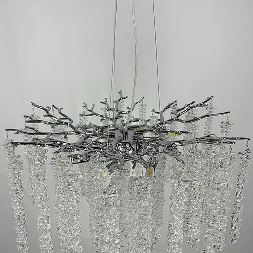 Изысканная серебряная подвесная люстра с хрустальными камнями Ø 60 см | Ст. 33001-600 CH | Line F - фото 5