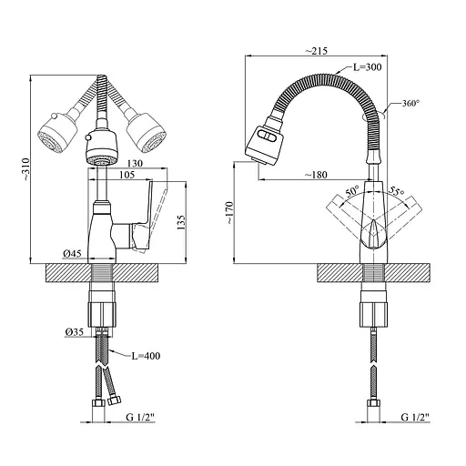 Змішувач для кухні Kroner KRM KRM Odra - C039-1 (CV021200) - фото 7
