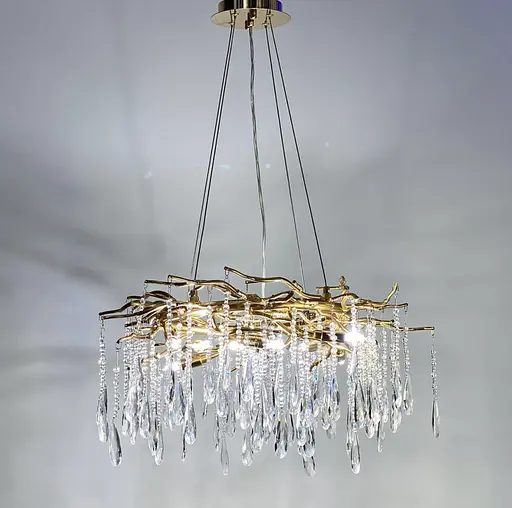 Люстра в золотистом корпусе с подвесными хрустальными элементами Ст. MD 6006 GD | Line F - фото 2