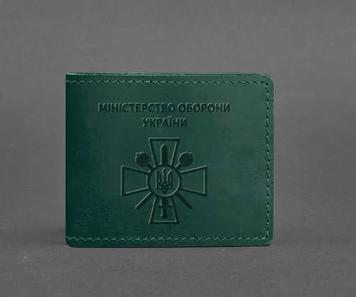 Кожаная обложка для удостоверения министерства обороны зеленая Crazy Horse - фото 1
