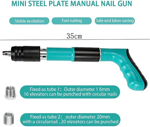 Цвяходер, бетонний цвяхододер, пістолет для нігтів, портативний пістолет для нігтів, з 200 бетонними цвяхами - фото 2
