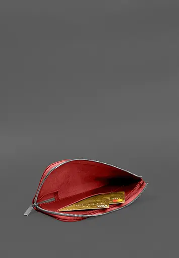 Кожаный портмоне-купюрник на молнии 14.1 красный - фото 7