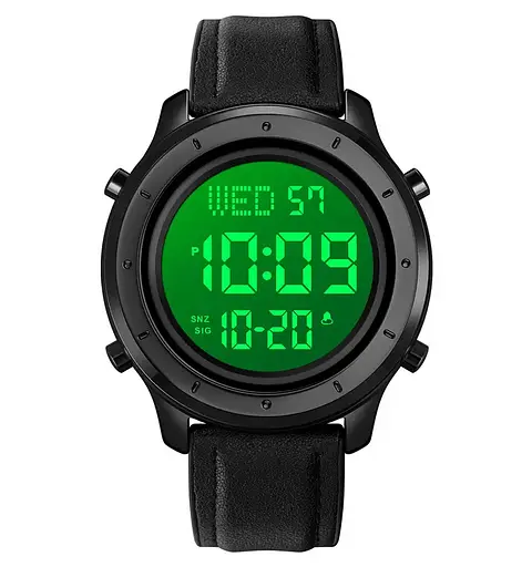 Чоловічий наручний електронний годинник Skmei 1864 (Чорний з білим циферблатом) - фото 3