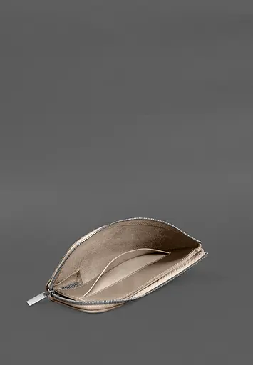 Кожаный портмоне-купюрник на молнии 14.1 светло-бежевый - фото 6