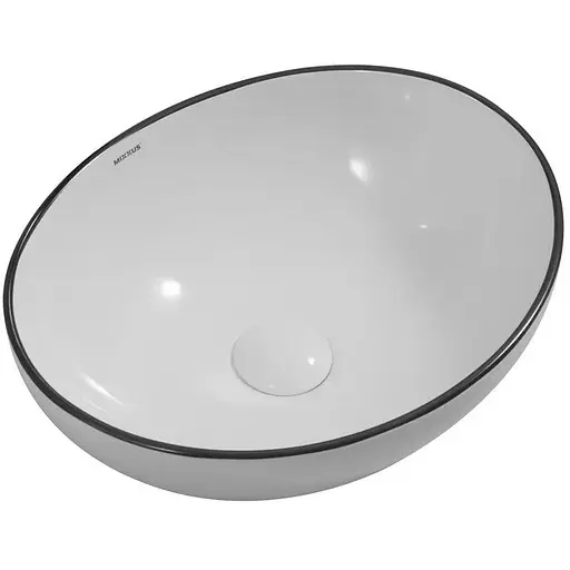 Умивальник накладний Mixxus Premium Ellipse-0108 Edge Black 400x330x145 мм MP6527, Білий - фото 1