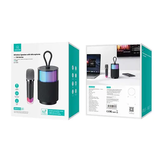 Акустика-караоке Usams Wireless Speaker with Microphone US-YX013 BT5.3, AUX/USB/TF - фото 2