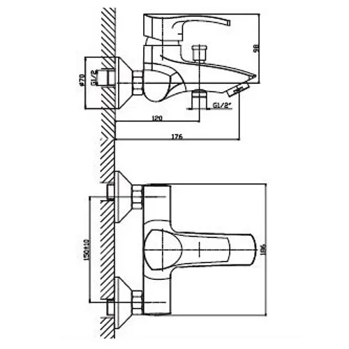 Змішувач для ванни Haiba FOCUS 009 HB0121 - фото 2