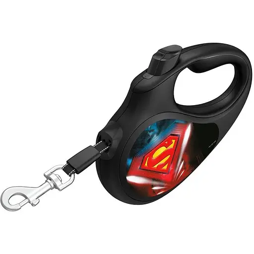 Повідець-рулетка для собак Waudog R-leash, малюнок "Супермен Лого", L, до 50 кг, 5 м, світловідбиваюча стрічка чорний - фото 2