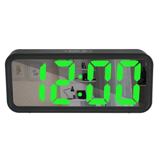 Зеркальные настольные часы Led Mirror Clock DT-6508 цифровые с зеленой подсветкой