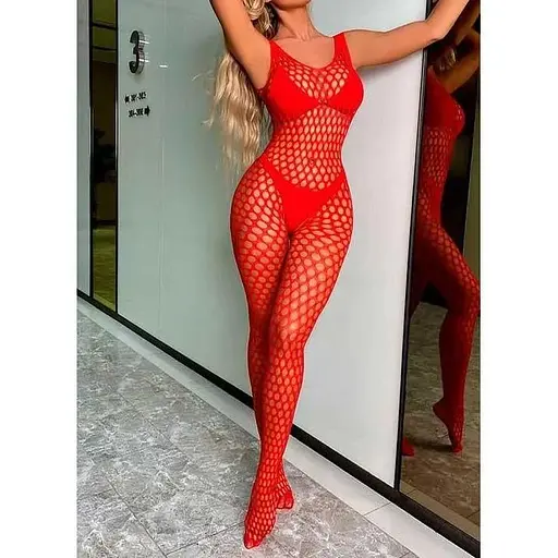 Бодістокінг з відкритим доступом у стильну сітку S/M/L Червоний K0814-2