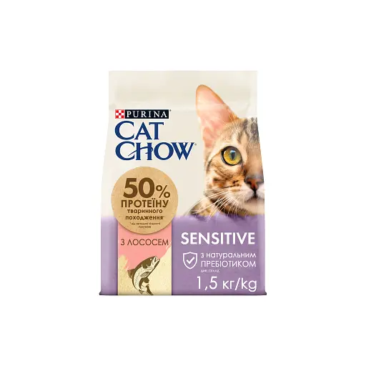 Сухой корм для кошек Purina Cat Chow Sensitive с лососем 1,5 кг (7613035394131)