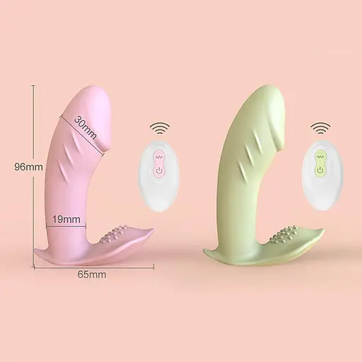 Вібратор-метелик для жінок силіконовий з 10 режимами і пультом 96 мм рожевий - фото 4