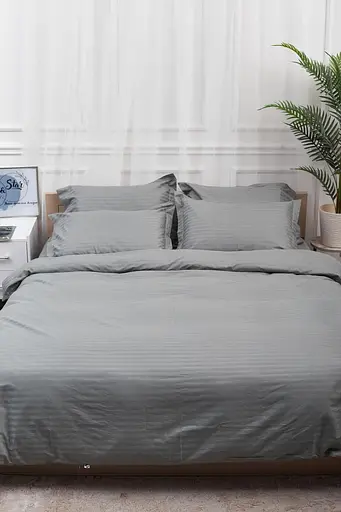 Підковдра Moon&Star Satin Stripe Stripe Gray Полуторна Євро 160x220 см - фото 2