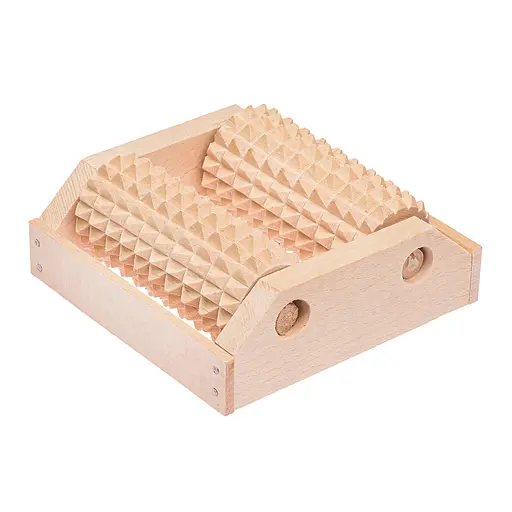 Масажер для ніг дерев'яний зубчастий на 2 ролики для однієї ноги 13х12.5х5 см, Woodly 84983 - фото 3