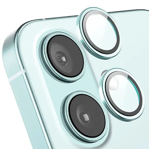 Защитное стекло Epik Metal Classic на камеру в упаковке для Apple iPhone 16, 6.1/16 Plus 6.7 Бирюзовый/Azure - фото 2