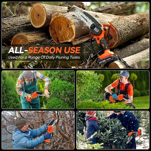 Мініланцюгова пила Olmlmo Cordless 6 дюймів, електрична ланцюгова пила з акумулятором 2,0 - фото 5