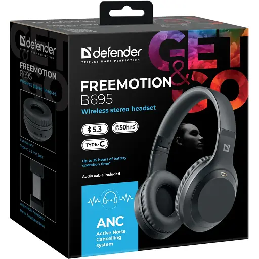 Гарнитура Defender FreeMotion B695Bluetooth+35ммANCBlack - фото 8