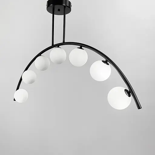 Чорна люстра-дуга на 7 білих плафонів Line.F MJ 80/7 BK - фото 4