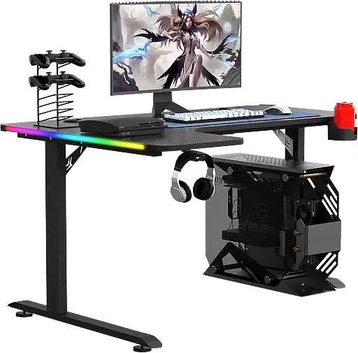 Геймерский компьютерный стол GT Racer T-1217 (160x60-100x73) Black - фото 2