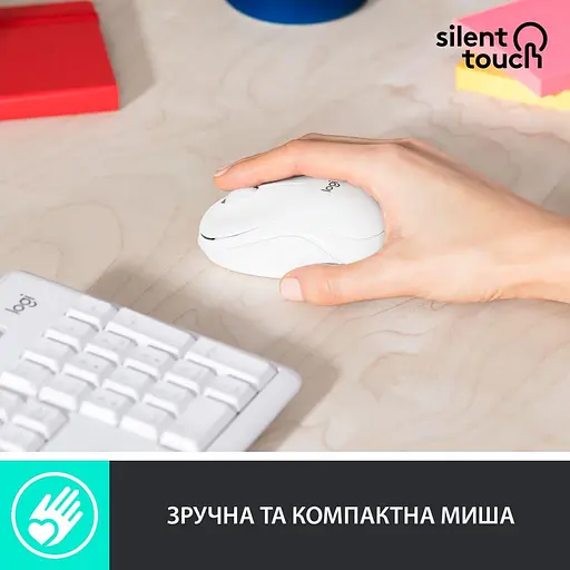 Комплект (Клавіатура та Миша) Logitech MK295 Silent Combo (920-009824) Wireless Off-White - фото 4