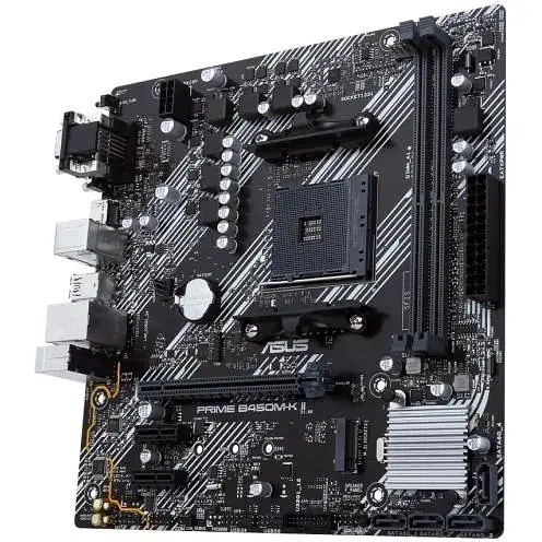 Материнская плата Asus Prime AM4 (B450) B450M-K II, B450, 2xDDR4, Int.Video (CPU), 4xSATA3, 1xM.2, 1xPCI-E 16x 3.0, 2xPCI-E 1x 2.0, ALC88 6xUSB3.2/6xUSB2.0, VGA/DVI-D/HDMI, MicroATX - фото 4