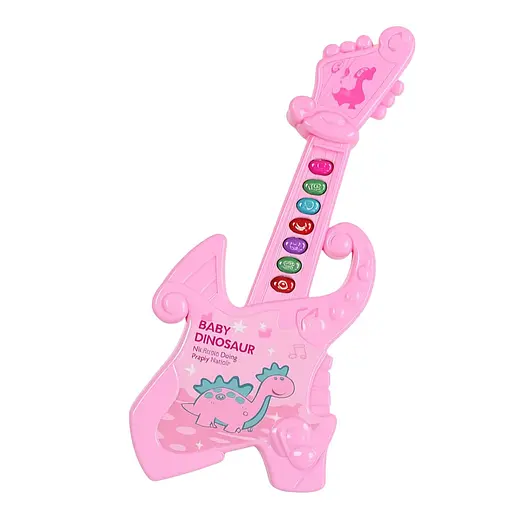 Игрушечная гитара 1011 B — 2 музыкальных режима, 8 кнопок, на батарейках, розовая