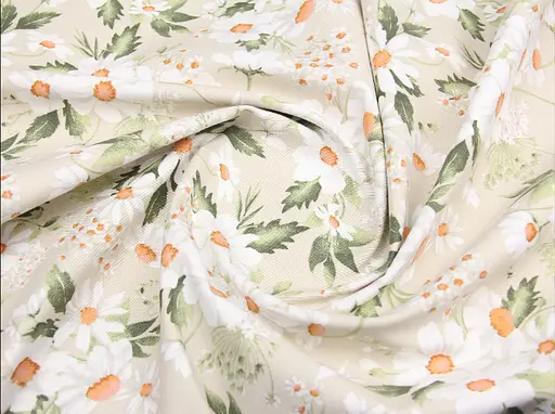 Тканина з тефлоновим просоченням з принтом Ромашка (від 1 м) Бежевий - фото 3