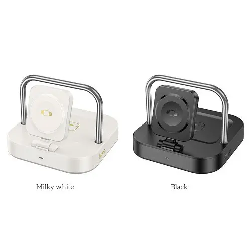 Бездротовий ЗП HOCO CQ16A Astute 3-in-1 desktop charger+watch charger молочно-білий - фото 6