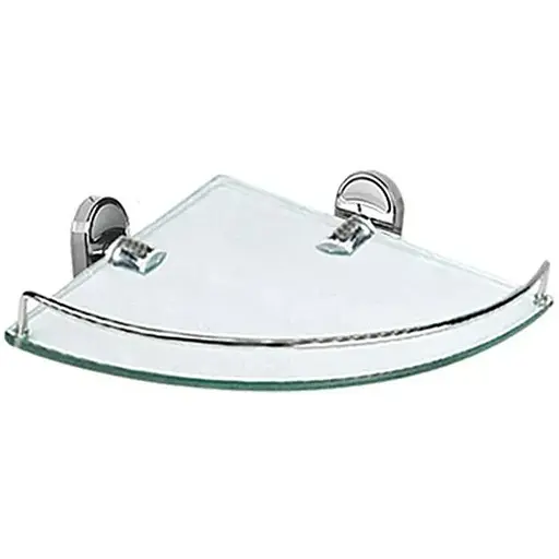 Скляна полиця кутова з обмежувачем Zerix Z1621-1 ZX0533, Хром - фото 1