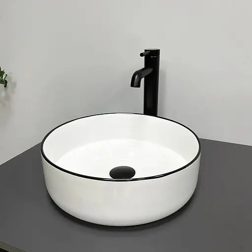 Умивальник VBI Prato white black edge накладний VBI-011414, Білий - фото 1