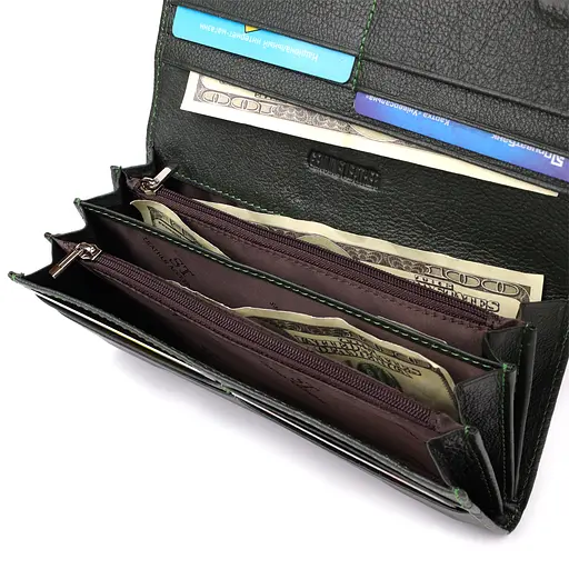 Горизонтальный кошелек с карманом для телефона из натуральной кожи ST Leather 19х10х3 см acs0029674 - фото 7