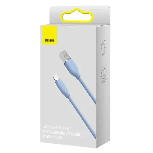 Кабель Baseus Jelly Liquid Silica Gel Fast Charging Data Cable USB to iP 2.4A 2m Blue - фото 2