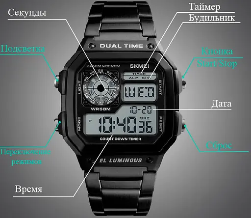 Чоловічий годинник Skmei 1335 Ripple Black - фото 8