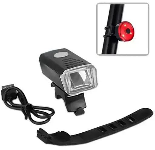 Вело фара с задним фонарем мигалкой RB-B13 велосипедный аккумуляторный водонепроницаемый фонарь с креплением - фото 2