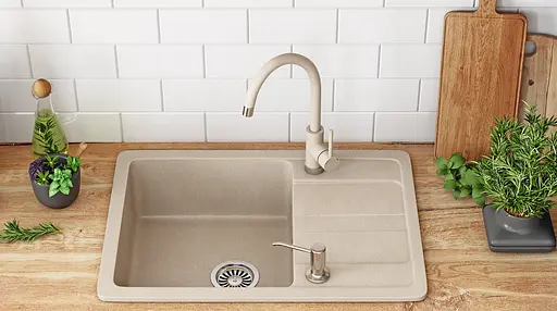 Кухонна мийка гранітна Rea Nils набір 5в1 beige ZLE-00102 - фото 3