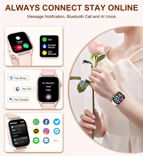 Смарт годинник Iaret Call & Answer, Розумний годинник для жінок, Фітнес-шагомер Монітор серцевого ритму, Артеріальний тиск SpO2 - фото 4
