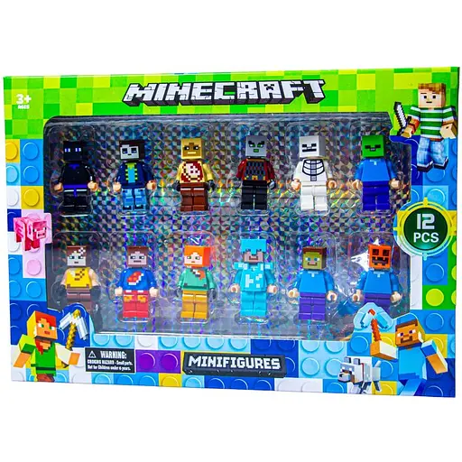 Фігурки Minecraft, 12 героїв, 26x18 см, 22619